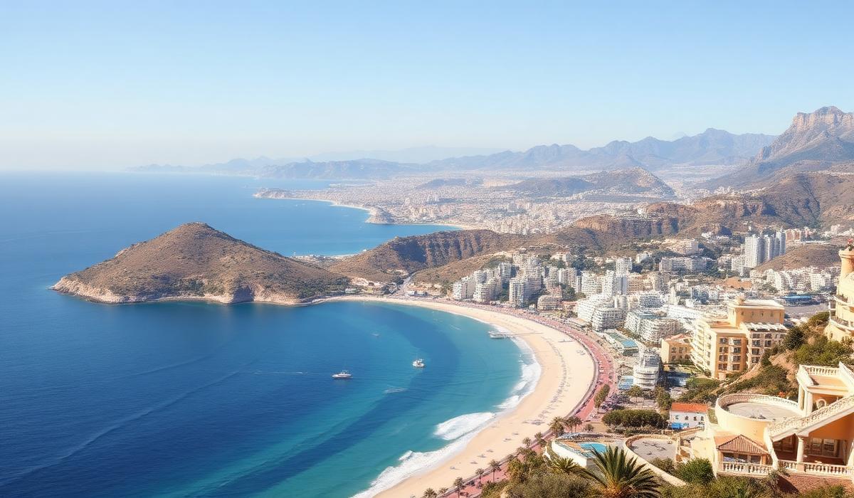 Panoramic view of the Costa del Sol coastline and Mediterranean Sea